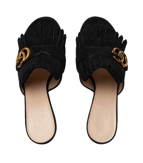 gucci flat mules womens|gucci suede mules.